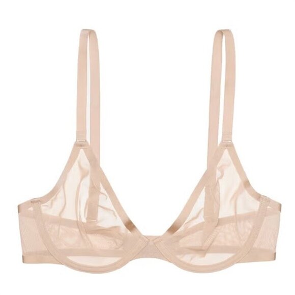 NWOT CUUP 36H The Plunge Mesh Ivory Sheer Underwire Bra 126398